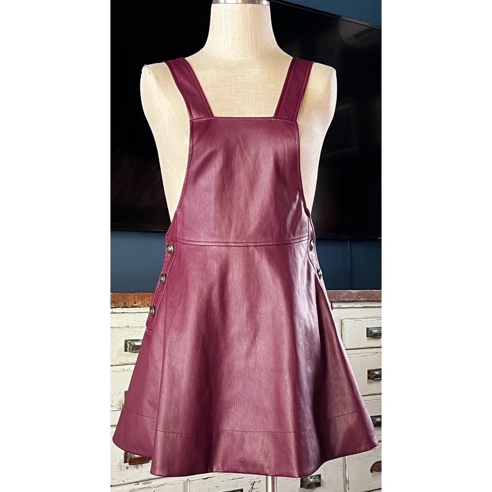 Anthropologie Faux Leather Apron Dress S